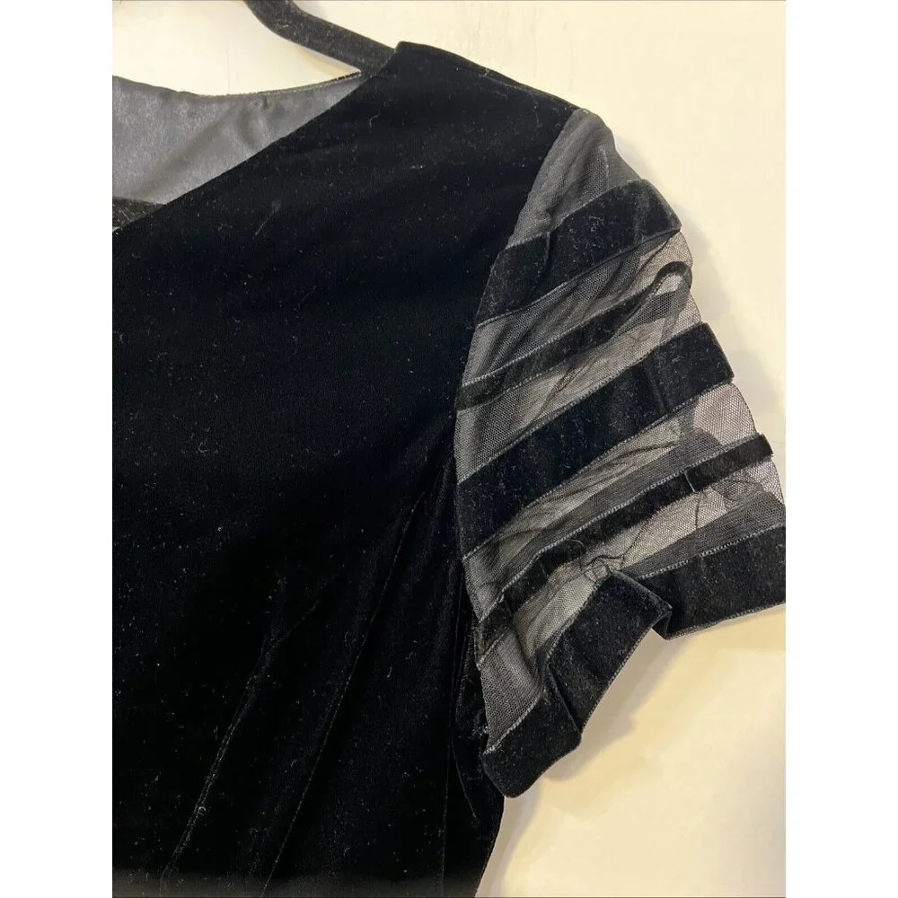 Maggy London Velvet Short Sheer Sleeve Dress‎ Size 12 Preppy Fairygrundge Gothic